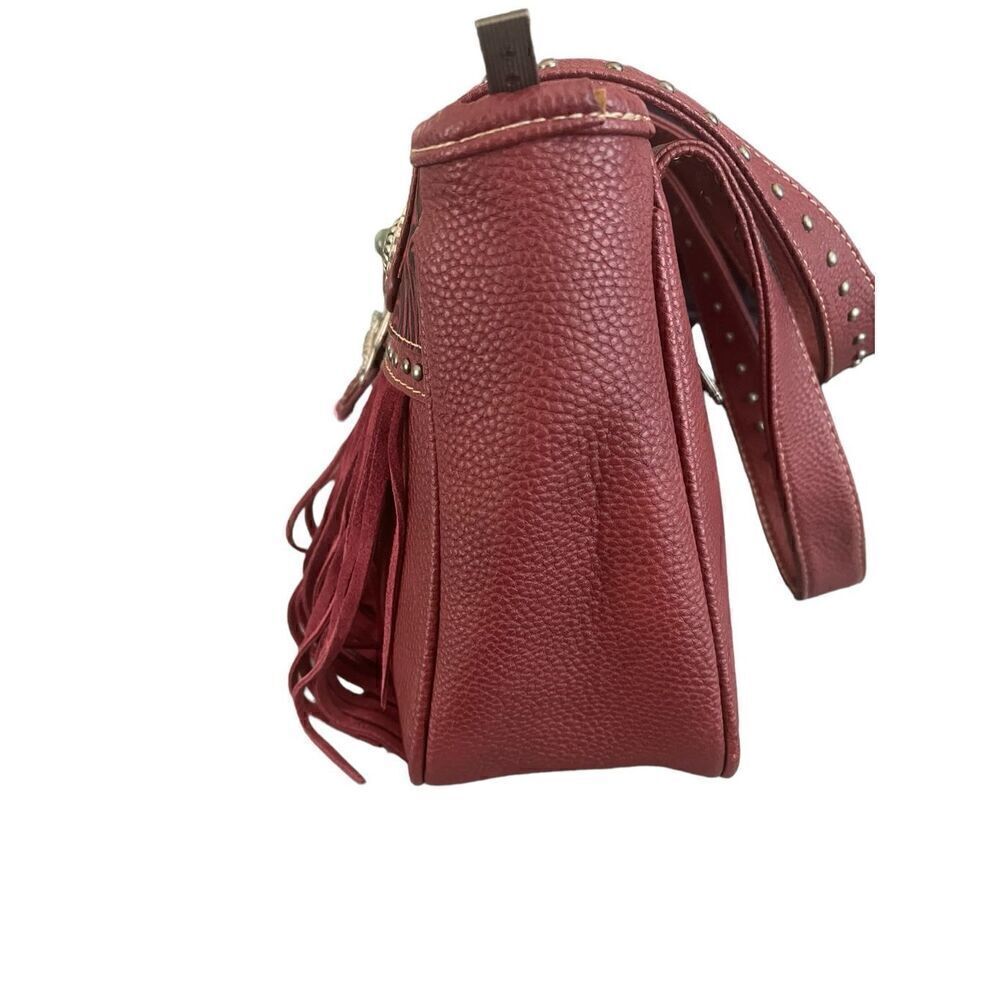 Trinty Ranch Western Red/Black Fringe Leather Accents Concealed Carry Shoulder B - Picture 3 of 5